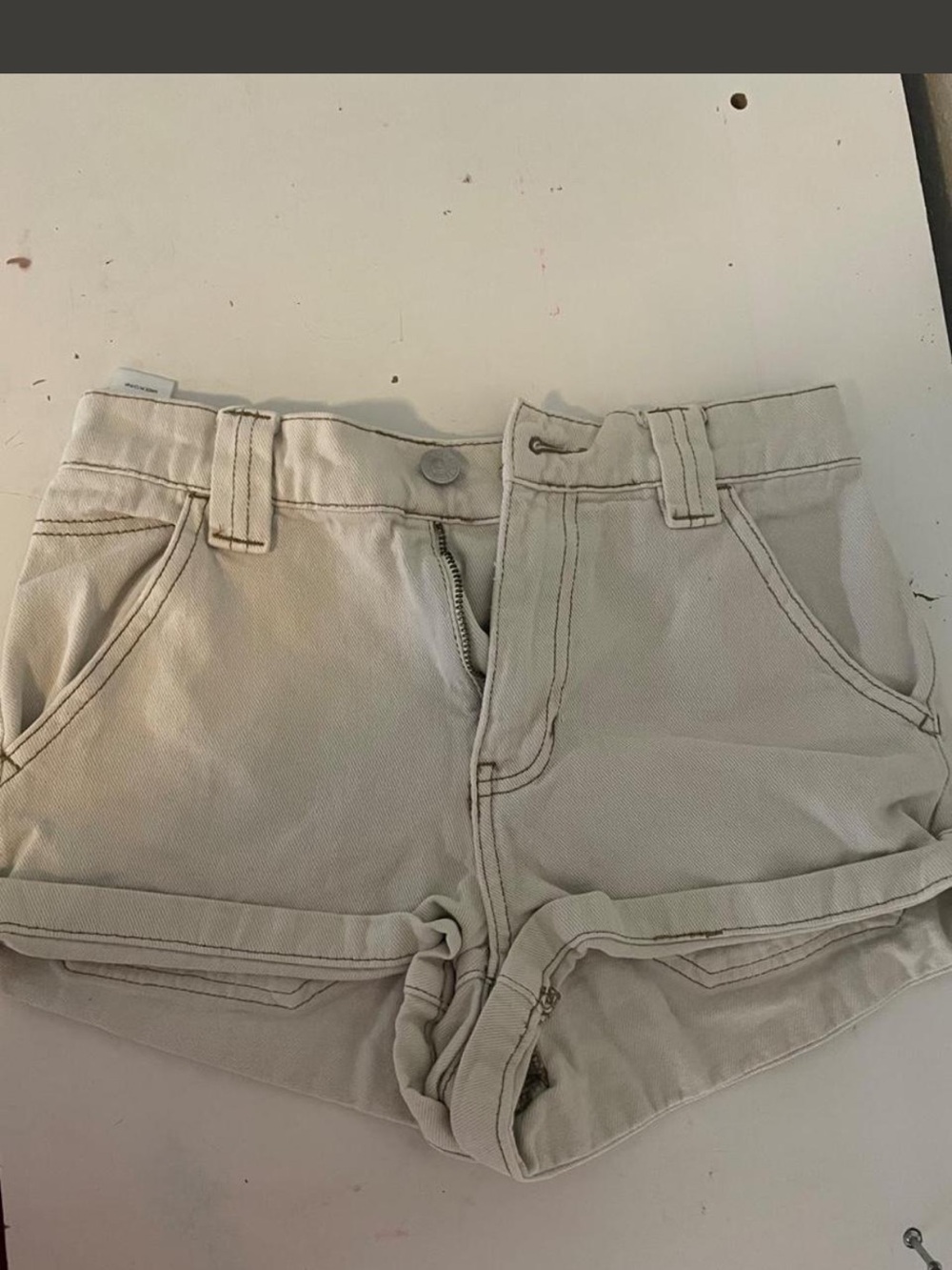 PacSun Light Cream Rolled-Hem Jean Shorts